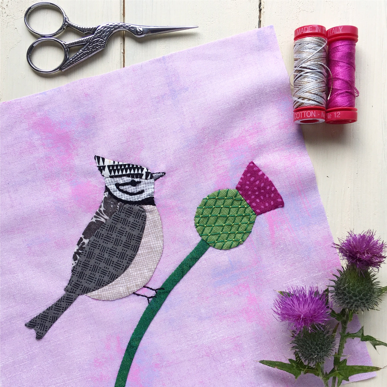 Crested Tit Appliqué PDF Pattern