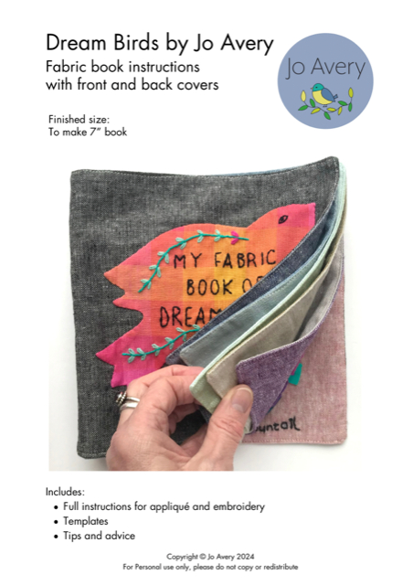 Fabric Book Instructions with Dream Bird Front and Back Covers PDF Pattern