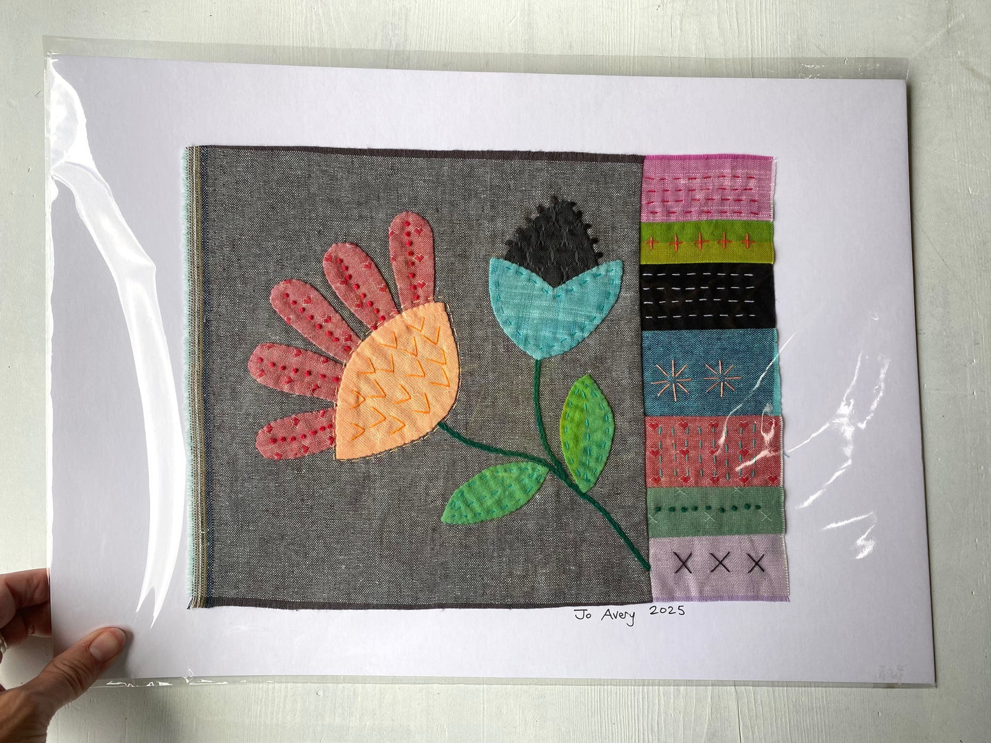 Mounted Textile Art Originals - Wildflowers with Patches
