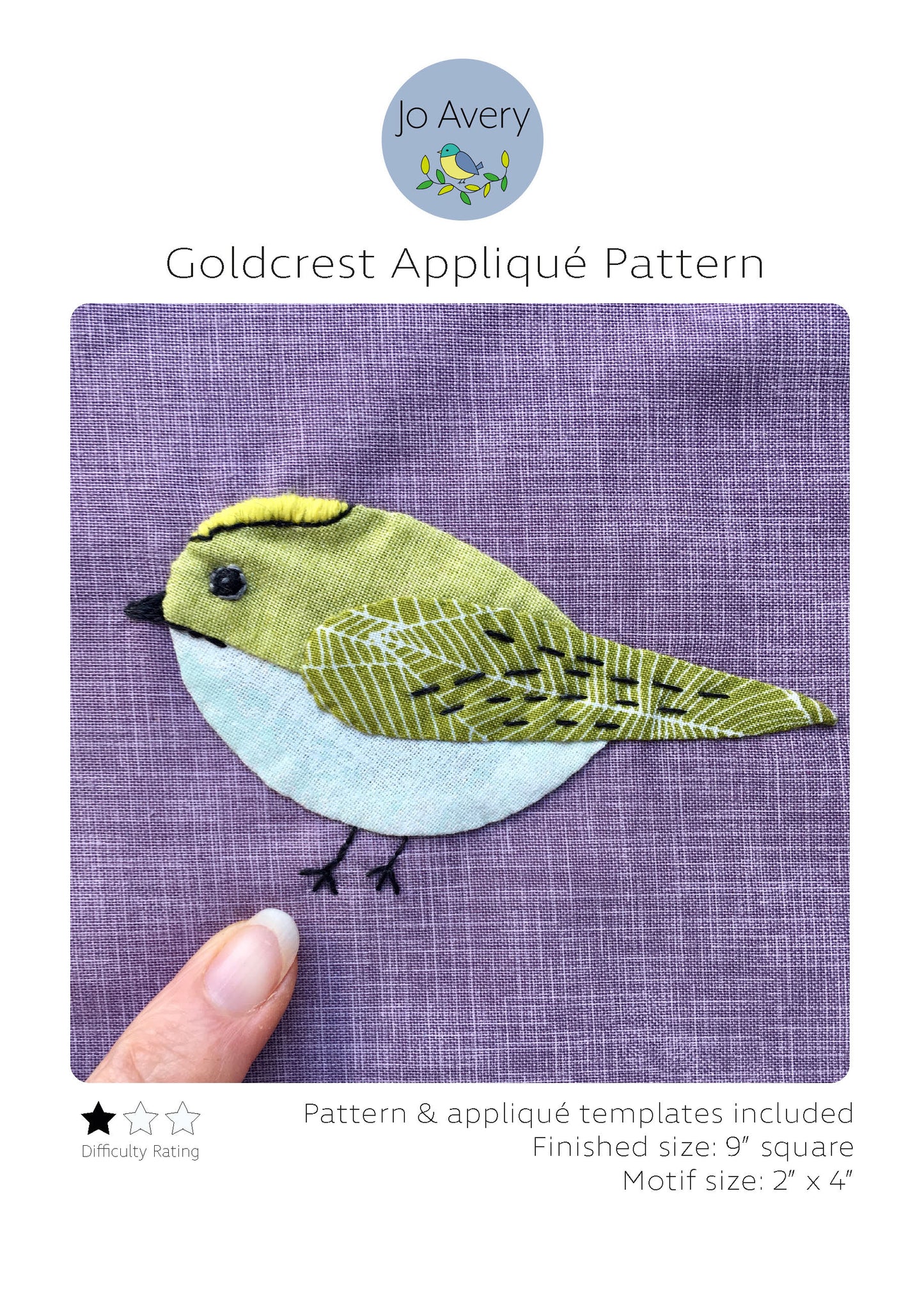 Goldcrest Appliqué PDF Pattern