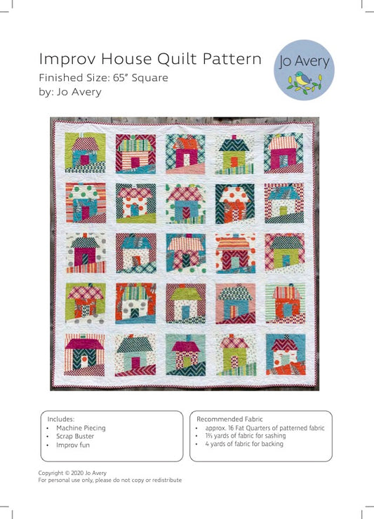 Improv House Quilt PDF Pattern